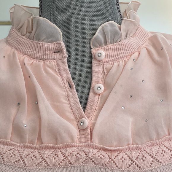 Ballerina pink/peach chiffon & cotton blend knit l/s top - Picture 7 of 16